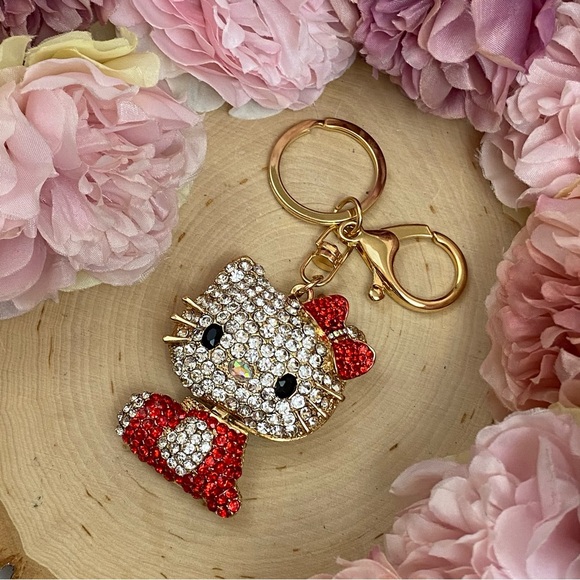 Hello Kitty with Red Crystal Dress & Bow Keychain Charm - Picture 5 of 12